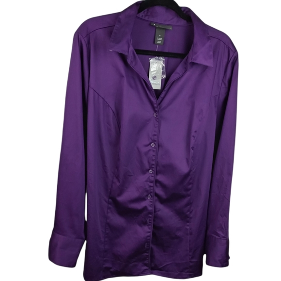 Lane Bryant purple animal print accent top - Picture 5 of 8